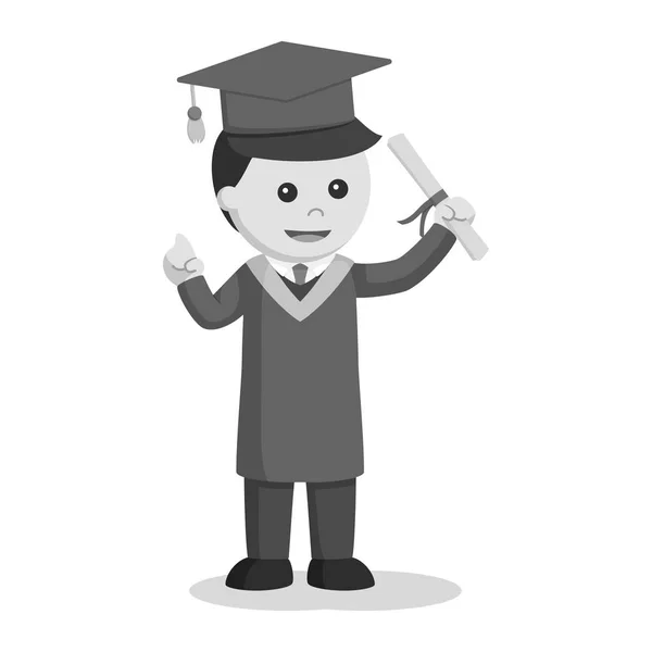 Graduado Estudiante Masculino Sosteniendo Diploma Estilo Blanco Negro — Vector de stock