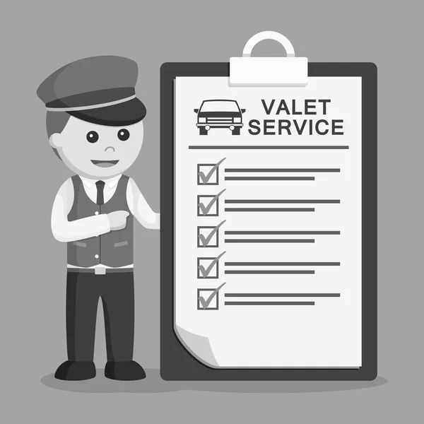 Male Valet Valet Services Clipboard Black White Style — Stock Vector