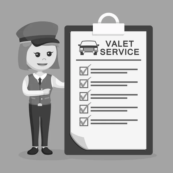Female Valet Valet Service Clipboard Black White Style — Stock Vector