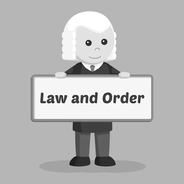 Giudice Con Legge Segno Bordo Ordine Bianco Nero Stile — Vettoriale Stock
