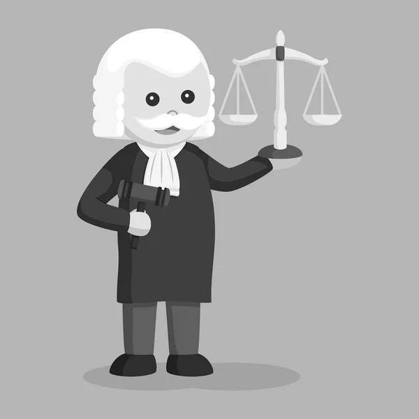 Жирний Суддя Цивільним Правом Чорно Білий Стиль — стоковий вектор