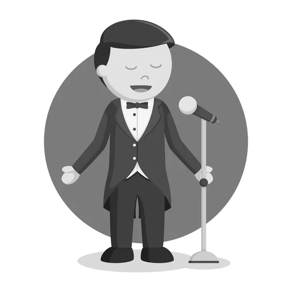 Chanteur Opéra Homme Noir Blanc Style — Image vectorielle