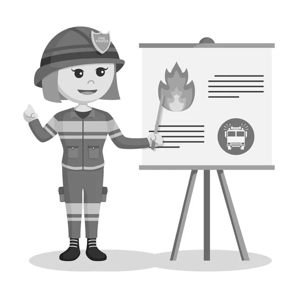 Пожарная Женщина Черно Белом Стиле — стоковый вектор