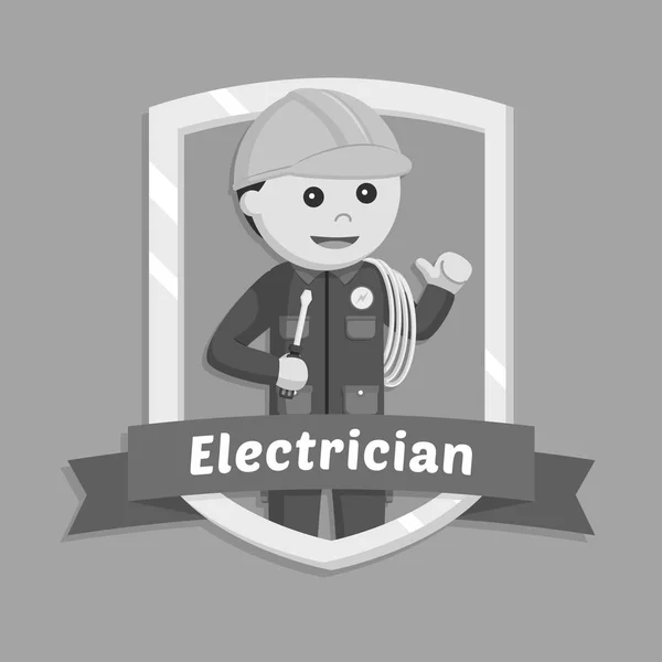 Electricista Diseño Ilustración Emblema Estilo Blanco Negro — Archivo Imágenes Vectoriales