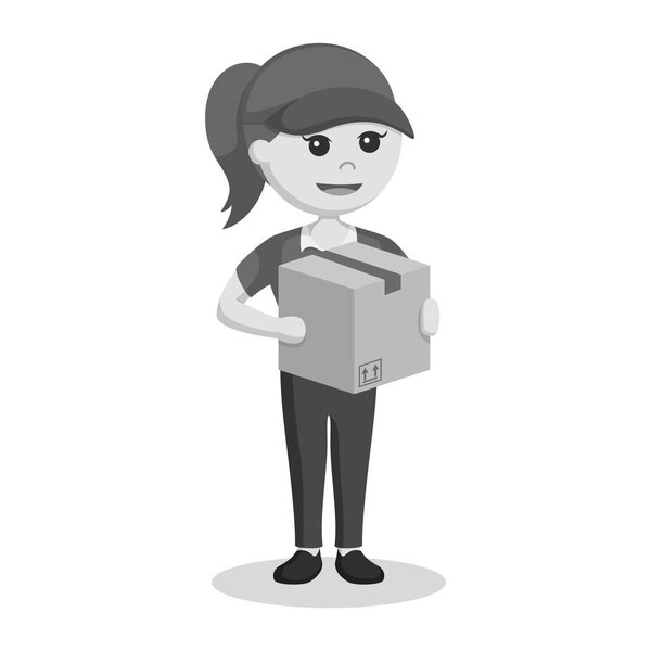 delivery man with smartphone black and white style