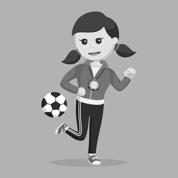 Kobiece Sport Nauczyciel Żonglerka Stylu Piłkę Czarno Białe — Wektor stockowy