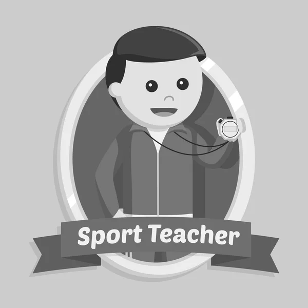 Profesor Spor Emblema Estilo Blanco Negro — Vector de stock