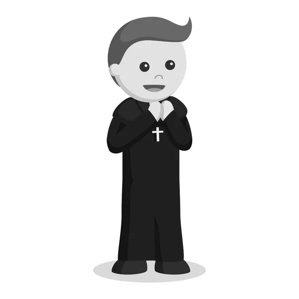 神父祈祷插画设计黑白风格 — 图库矢量图片