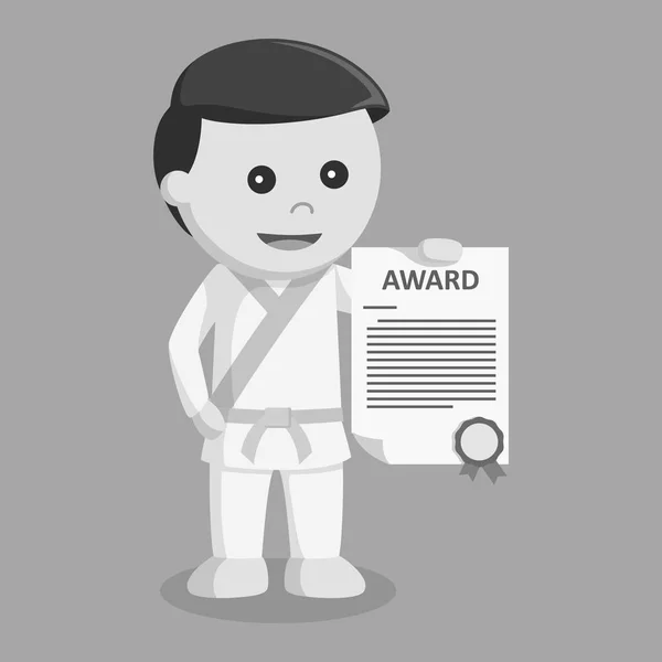 Karate Kid Stylem Ocenění Certifikát Černé Bílé — Stockový vektor