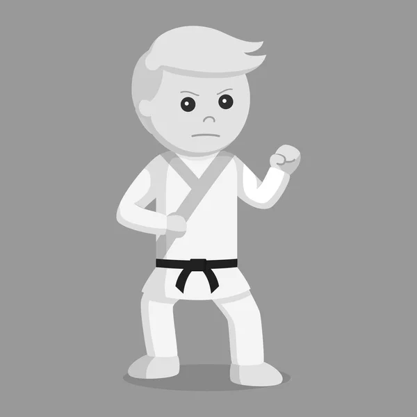 Bojové Karate Muž Představují Černobílém Stylu — Stockový vektor