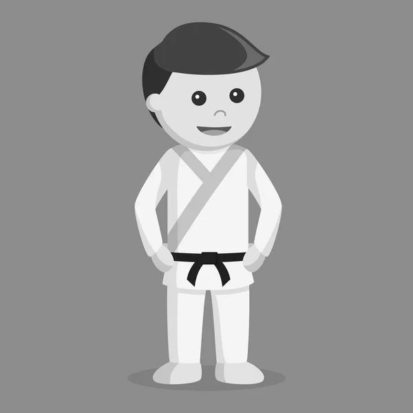 Karate Man Illustration Design Black White Style — Stock Vector