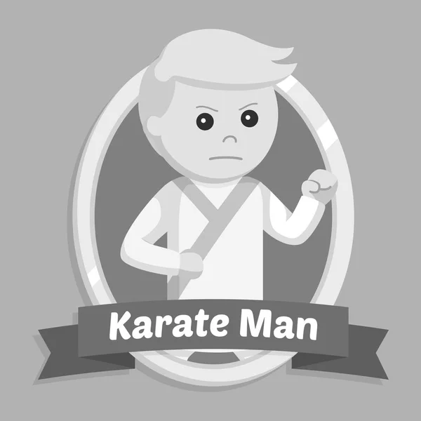 Karate Man Stylu Emblemat Biało Czarny — Wektor stockowy