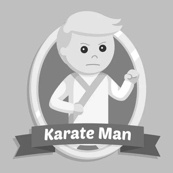 Karate Man Stylu Emblemat Biało Czarny — Wektor stockowy