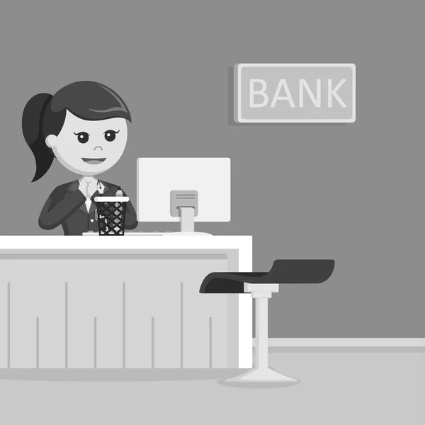 女性銀行テラー イラスト デザイン黒と白のスタイル — ストックベクタ