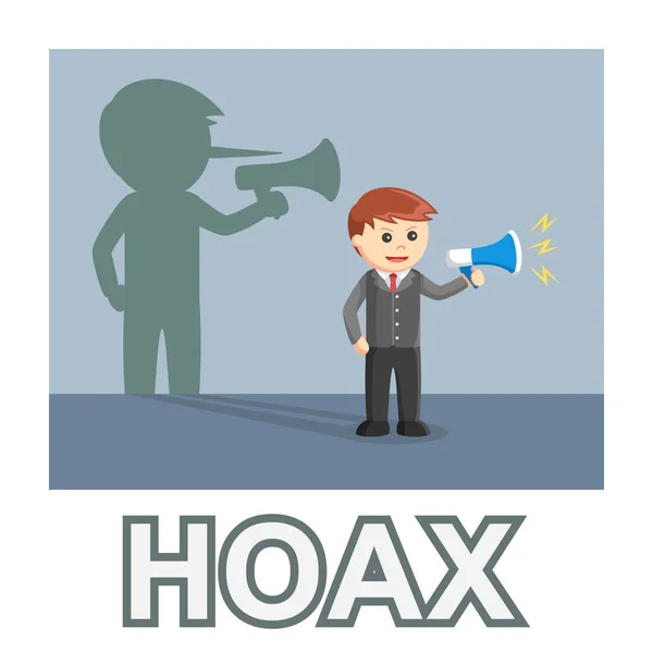 Empresário Espalhando Hoax Notícias Foto Texto Estilo —  Vetores de Stock