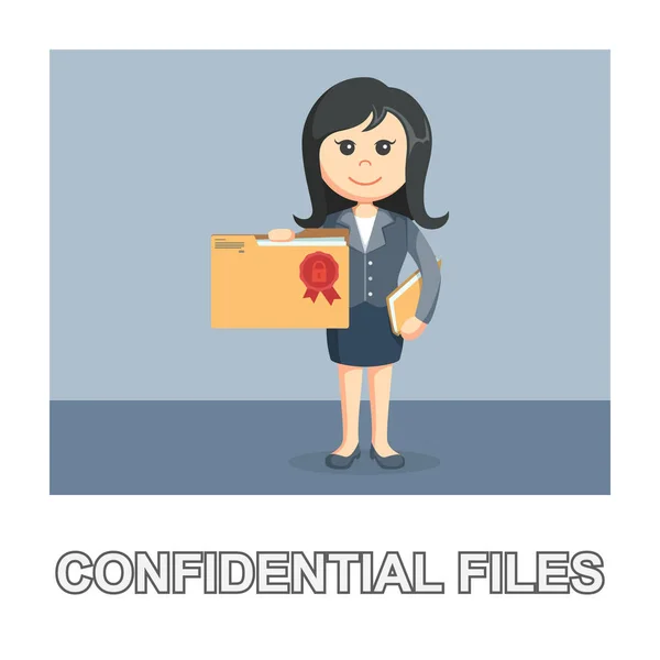 Femme Affaires Fichiers Confidentiels Photo Style Texte — Image vectorielle
