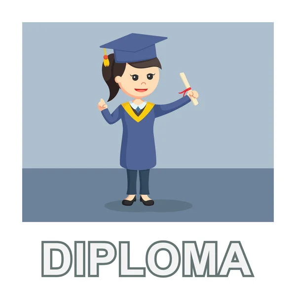 Diáklány Diploma Fénykép Szövegstílus — Stock Vector