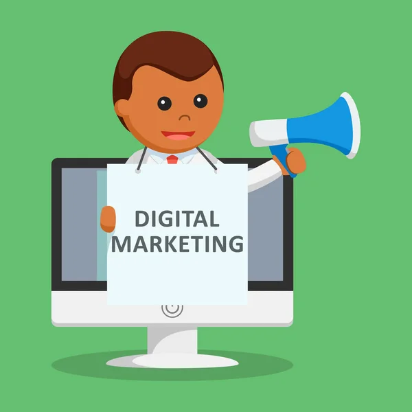 Promoção Marketing Digital Empresário Africano —  Vetores de Stock