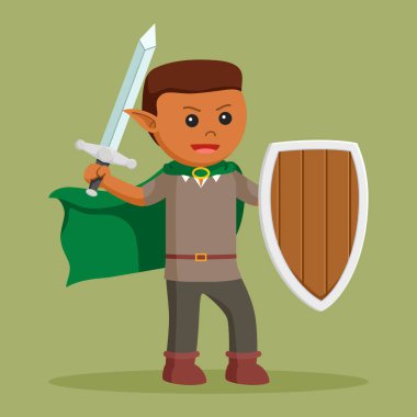 Afrika elf kalkanı ve kılıcı ile