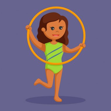 Afrikalı kadın topuz çember ile jimnastik