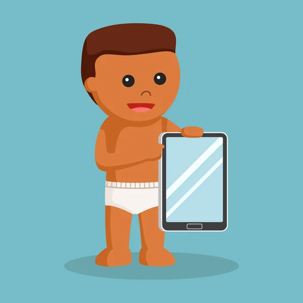 Bébé Africain Avec Tablette Géante — Image vectorielle