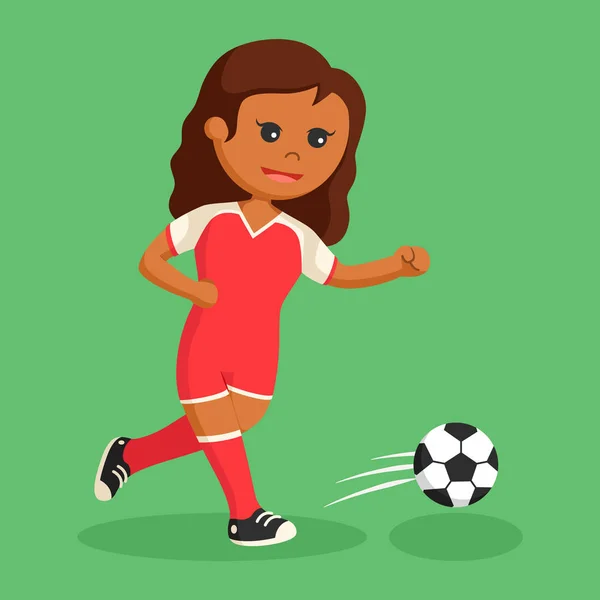 Bola Futebol Menina Jogador Correndo — Vetor de Stock