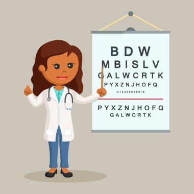 Afrikalı kadın doktor görsel yönetim kurulu test ile