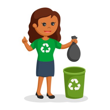 Afrikalı kadın çevre aktivisti bin çöp koymak