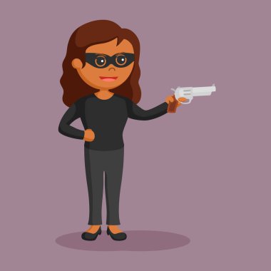 Afrikalı kadın hırsız tabanca ile