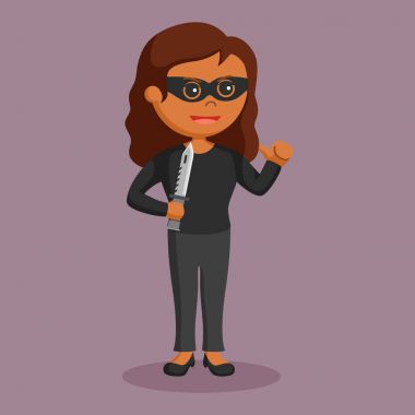 Afrikalı kadın hırsız bıçakla