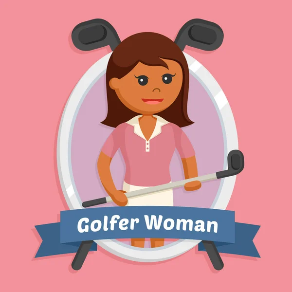 Afrikaans Golfer Vrouw Embleem — Stockvector