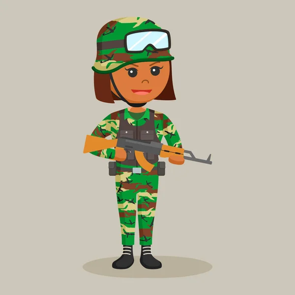 Mulher Exército Africano Com Rifle —  Vetores de Stock