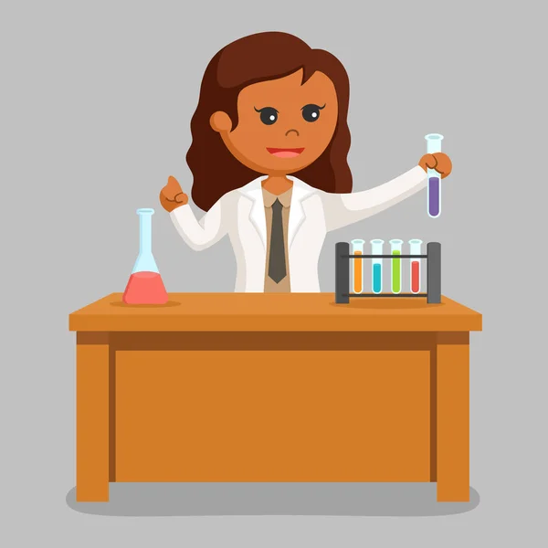 African Woman Scientist Creating New Formula — Stock Vector