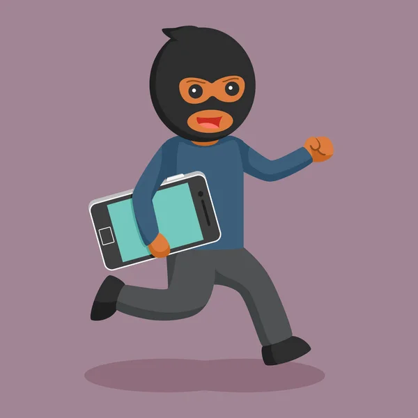 African Thief Stealing Smartphone — Stock Vector