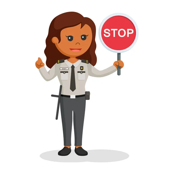 African Security Woman Stop Sign — Stock Vector