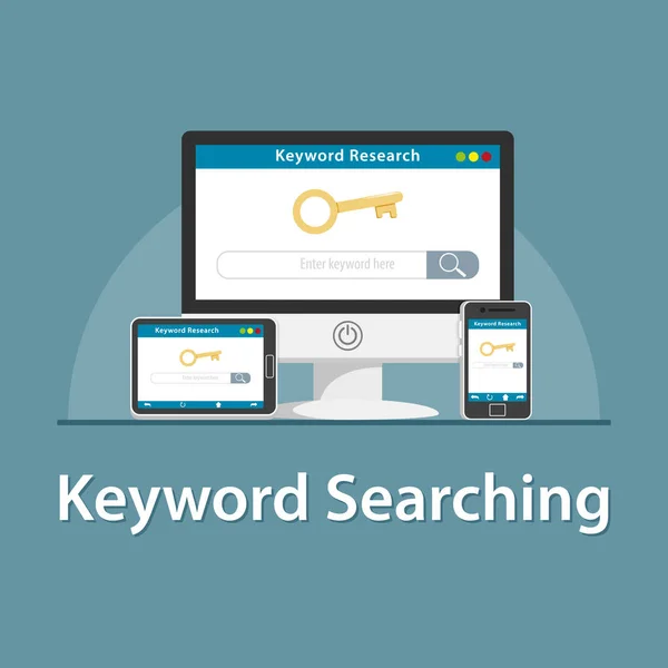 Seo Keyword Searching Various Devices — Stock Vector