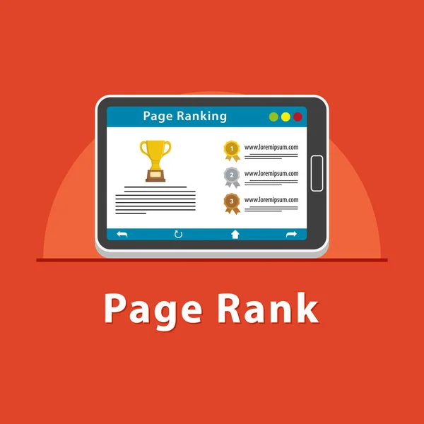 Seo Page Rank Tablet — Stockvector