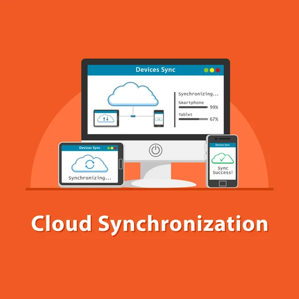 Seo Cloud Synkronisering Olika Enheter — Stock vektor