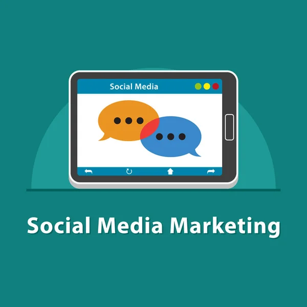 Seo Marketing Sur Les Médias Sociaux Tablette — Image vectorielle