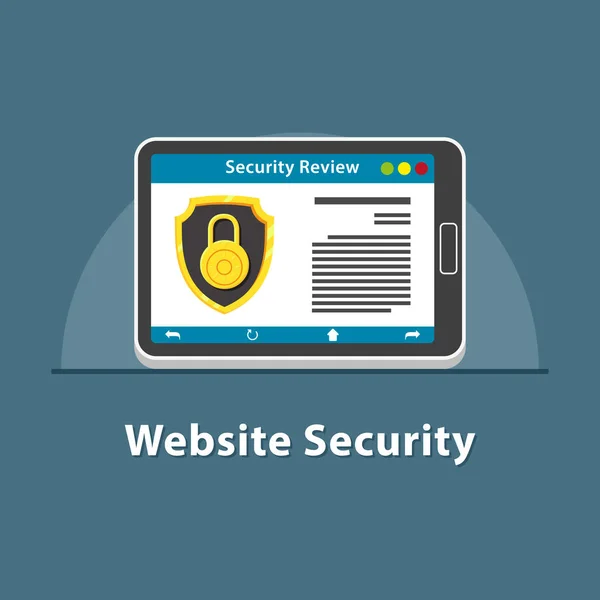 Seo Seguridad Del Sitio Web Tablet — Vector de stock