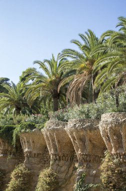 Park Guell sütunlu patika, Barselona, İspanya, Ekim 2016