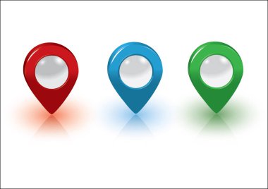 Beyaz arka plan üzerinde işaretçiler harita, vektör