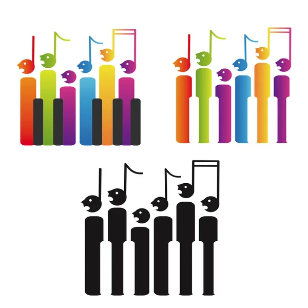 Coro de notas y baldosas para piano — Vector de stock