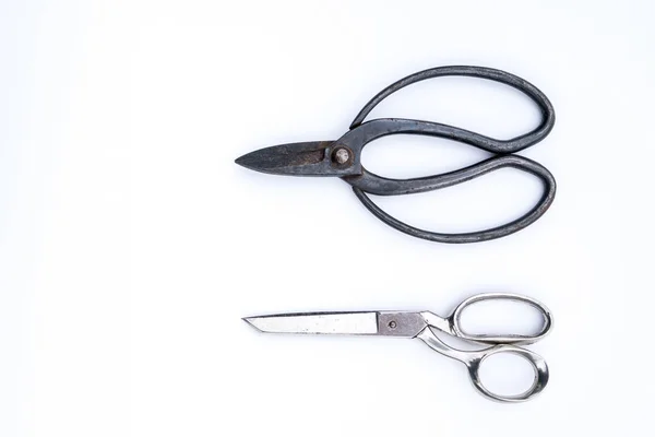 Pair of distressed scissors isolated on white. — Stock Photo, Image