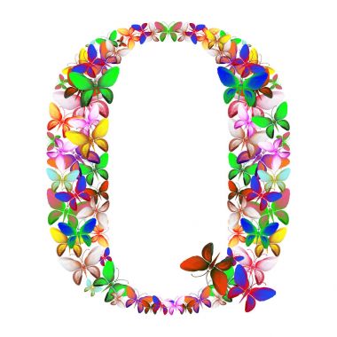 Harf Q kelebek farklı renklerde bir sürü oluşur