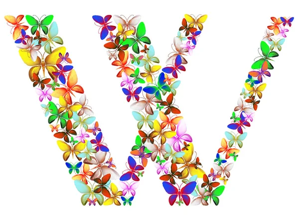 편지 W의 다양 한 색상의 많은의 구성 — 스톡 사진