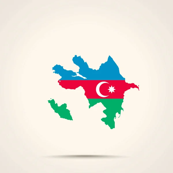 Azerbaycan bayrağı renklerde Azerbaycan Haritası — Stok Vektör