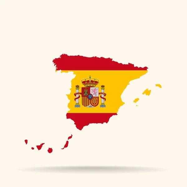 Mapa de España en Bandera de España colores — Archivo Imágenes Vectoriales