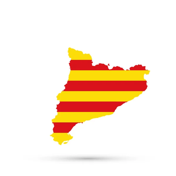 Mapa de Cataluña en colores bandera de Cataluña, vector editable . — Archivo Imágenes Vectoriales