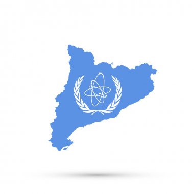 Catalonia harita Uluslararası Atom Enerjisi Ajansı (IAEA) bayrak renkleri